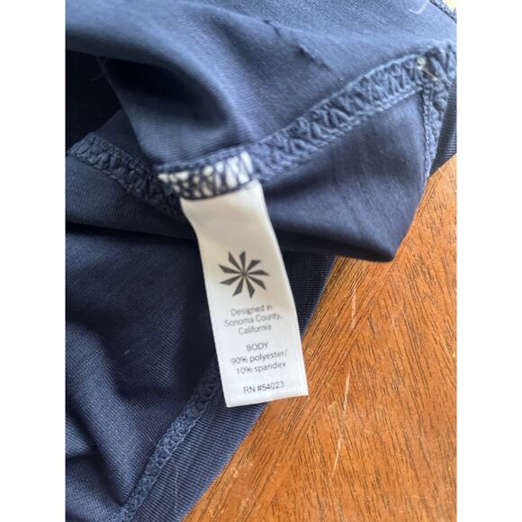 Athleta Front Zip Ruched Cap Sleeve Blue Short Sleeve Shirt Women's Size Small - Picture 6 of 6